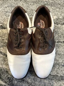 Dexter Shoes Mens 9W Brown and White Leather Lace Up Oxford Golf Shoes - Picture 1 of 7