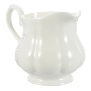 Pure White English Milk Can Coffee Pitcher Ceramic Pitchers with Handle - Picture 1 of 12