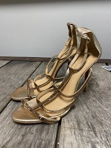 Atemberaubende Schultz Hochzeit Sandalen Schuhe High Heel Riemen Knöchelpumps Größe 10 B - Bild 1 von 8