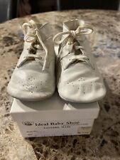 Vintage 1950's Mrs. Days Ideal Baby Shoes White Leather Infant Soft Sole