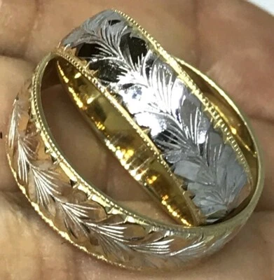 GOLd wedding Band 2 Set Ring his hers 14k men women size 7 10 ask 5 6 8 9 11 12 - Image 1 of 4