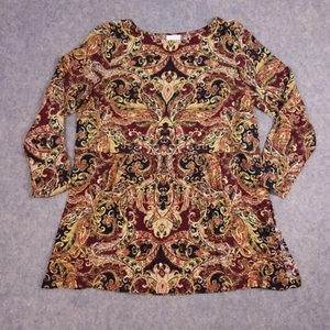 J Jill Shirt Top Large Paisley Tunic Blouse Multicolor Lightweight Rayon Womens - Picture 1 of 8