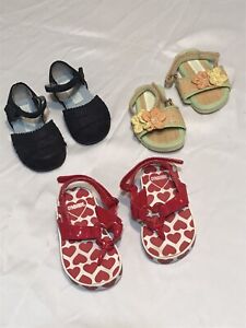 Vintage Gymboree Shoe Lot Infant Sz 3 Leather Navy Blue Hearts Sandals