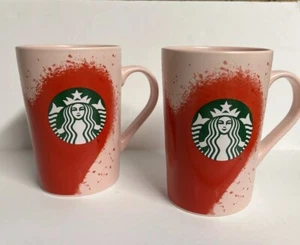 Lotto 2 Tazze Latte Starbucks 2020 Rosa Rosso Cuore Love Aerografo San Valentino - Foto 1 di 9