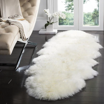 Sheep Skin Collection 2' X 8'5" White SHS121A Handmade Rustic Glam Genuine Pelt - Image 1 of 4