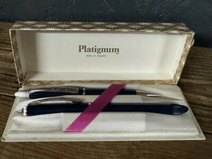 Vintage Kugelschreiber und Drehbleistift Set Platignum blau, verpackt. - Bild 1 von 14