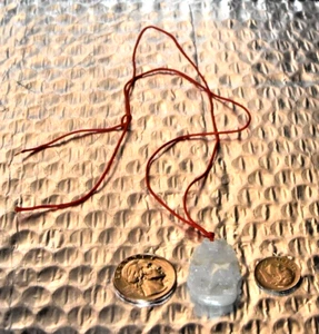 Lucky Red String Thin Jade Necklace w/Water Buffalo Carved Design - Picture 1 of 4
