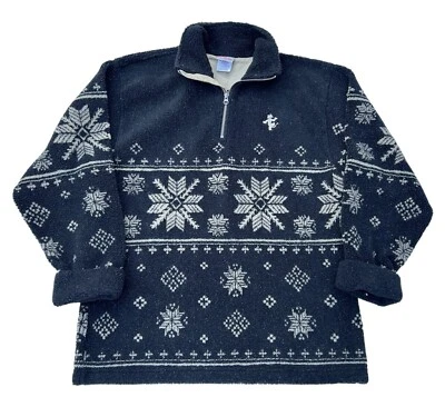 Vintage Disney Plush Thick Fleece Sweatshirt 1/4 Zip TIGGER Snowflake Mens Small - Image 1 of 3