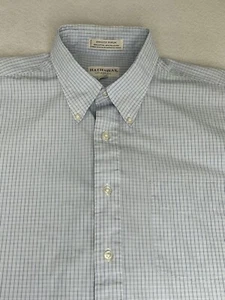 Hathaway Classic Men's Button Down Shirt Short Sleeve Blue Plaid Size 17.5 - Picture 1 of 9