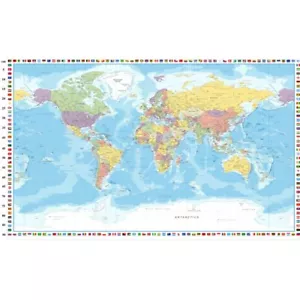100% Cotton Digital Fabric Rose & Hubble World Map Panel 150cm Wide - Picture 1 of 1