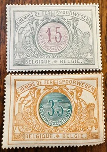 Belgium Railroad Stamp Chemins De Fer Spoorwegen - TWO (2) - Picture 1 of 3