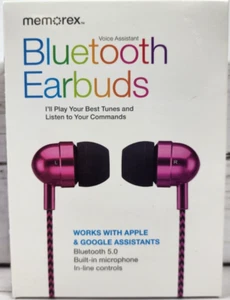 Bluetooth Earbuds Built-in Microphone, Apple/Google, In-Line Controls by Memorex - Picture 1 of 6