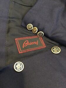 BRIONI Navy Wool Silk Blend Metal Gold Crest Button BLAZER SPORT COAT 42S Unique