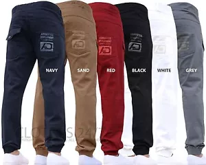 Herren Joggerjeans Manschetten Designer Chinos Stretchhose schmale Passform alle Taillengrößen - Bild 1 von 8