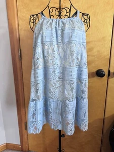 ALFANI Womens Light Blue Lace Sleeveless Halter Tank Top Plus Size 18W - Picture 1 of 6