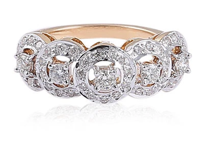 Pave 0.88 Cts Round Brilliant Cut Diamond Anniversary Band Ring In 585 14K Gold - Image 1 of 3