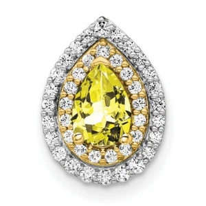 14K Two-tone Gold Lab-Created Diamond & Created Yellow Sapphire Pendant - Picture 1 of 2