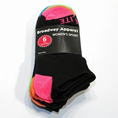 Broadway Apparel Women’s Size 9-11 Multicolor Heels 6 Pair Sport Socks - Image 1 of 3