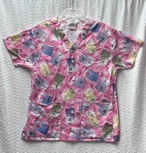 Crest Cottons Multicolored Patterned Size Small Scrub Top Style 9109 - Picture 1 of 10