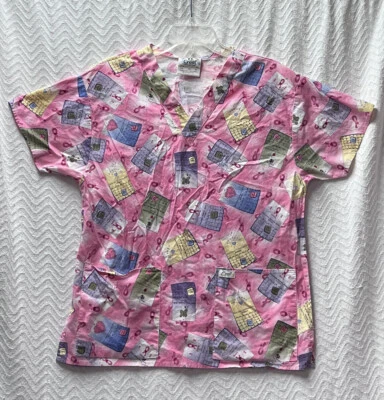 Crest Cottons Multicolored  Patterned Size Small Scrub Top Style 9109 - Image 1 of 4
