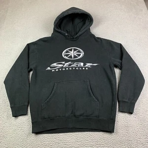Yamaha Star Motorcycles Hoodie Mens Medium Racing Black Logo Drawstring - Picture 1 of 9