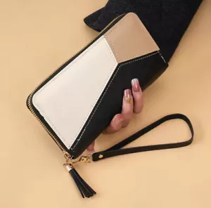 Damen PU Leder Brieftaschen Lange Geldbörse Reißverschlussfach Münzbörse Kartenhalter - Bild 1 von 23