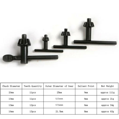 4x 10-20mm Bohrfutterschlüssel Metall Zahnkranz Bohrfutter Schlüsel Bohrmaschine - Bild 1 von 4