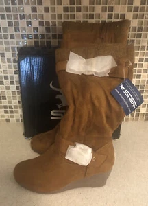 Sheikh Boots Womens Size 5 Monicca Camel New In Box Wedge Heel - Picture 1 of 5