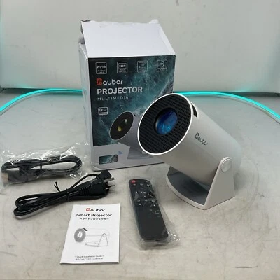 Aubor White Mini Projector with Android TV 11.0 Support 1080P Smart Portable - Image 1 of 4