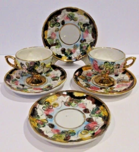 VINTAGE Capodimonte Footed Demitasse Tea Cup Saucer Set - Gilded Putti Cherubs - Picture 1 of 23