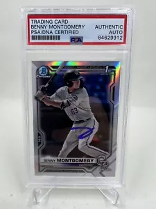 Benny Montgomery Signed 2021 Bowman Chrome Draft Refractor IP Auto PSA/DNA - Picture 1 of 2