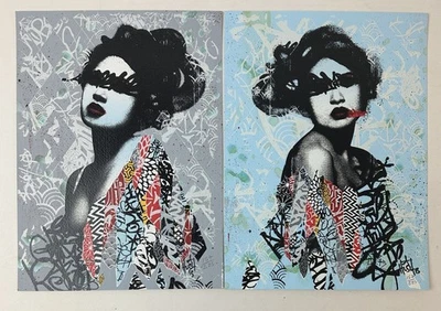 Hush / ORIGINAL "UNSEEN I & II" ART PRINTS [Signed] + TWO STICKERS - Image 1 of 4