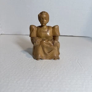 Vintage Hand Carved Wooden Asian Figure With Baby - Picture 1 of 7