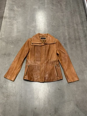 Jones New York Brown Genuine Leather Jacket Women’s Size Large - Image 1 of 4