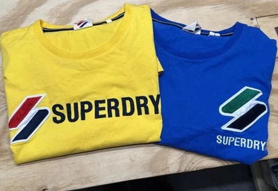 Lot of 2 Superdry Men’s XL T-Shirts Blue & Yellow Logo Tees Embroidered Cotton - Image 1 of 4