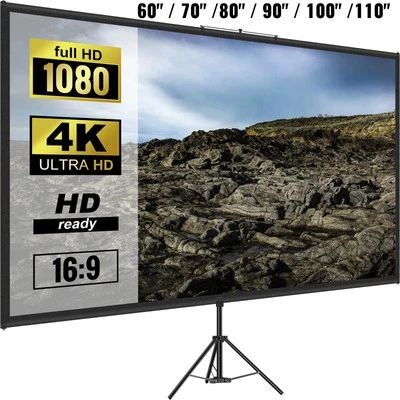 Uimoso Tripod Projector Screen with Stand 60"/70"/80"/90"/100"/110" 4K HD 16:9 - Image 1 of 2