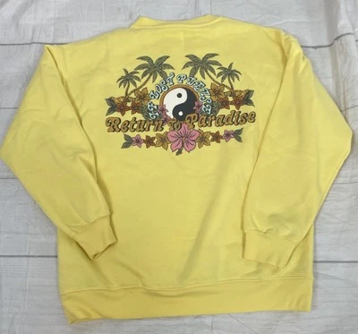 Billabong woman’s L Yellow Sweatshirt Return To Paradise Yin Yang Surfer Girl - Image 1 of 4