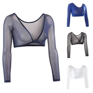 Hot Sale Women's Mesh Transparent Long Sleeve Open Front Short Cardigan - Picture 1 of 14