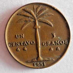 1951 DOMINICAN REPUBLIC 5 CENTAVOS - Excellent High Value Coin - Lot #N7 - Picture 1 of 2