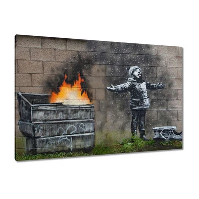 Leinwand Bild Wandbild Canvas Print Smog Schnee Banksy Nr. H3674_PC - Bild 1 von 4