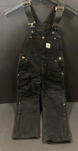 Carhartt Bib Overall Youth Boys (Medium) YYR02 BLK Duck Quilt Lined Double Knee - Picture 1 of 13
