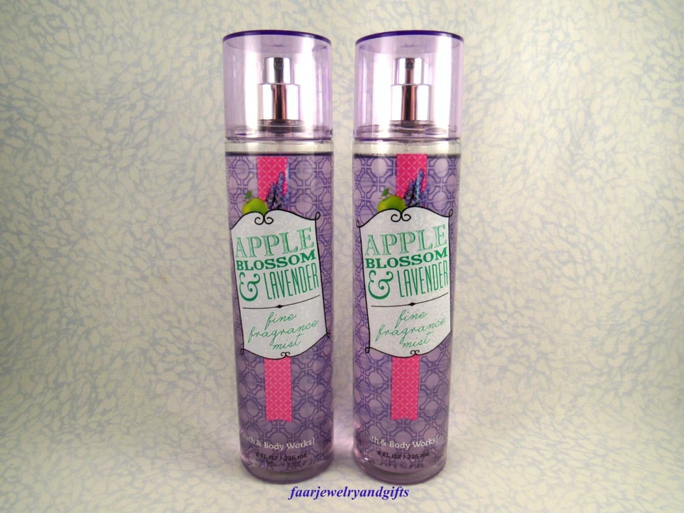 Bath Body Works Apple Blossom & Lavender Fine Fragrance Mist X3 Bottles - 8 Oz