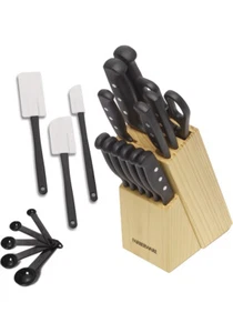 Farberware 22-Piece Never Needs Sharpening Triple Rivet Cutlery Knife Block Set - Picture 1 of 5