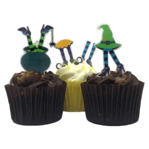 Cake Toppers Halloween Witches Legs Theme 23 Stand Up Edible Wafer Paper Toppers - Picture 1 of 9