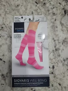 Sigvaris Mikrofasermuster wadenhohe Socken 15-20 rosa gestreift Größe A - Bild 1 von 3