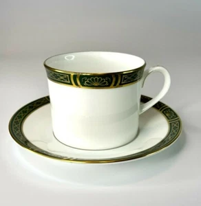 Royal Worcester Mountbatten Green & Gold Trim - Cup & Saucer 1979 - Picture 1 of 11