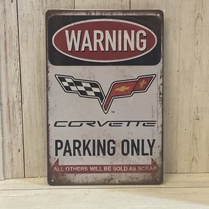 Chevrolet Chevy Corvette Parking Only Automotive Car Garage Man Cave Sign - Picture 1 of 1