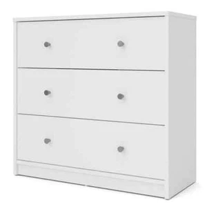 Portland 3-Drawer White Chest of Drawers - Picture 1 of 8