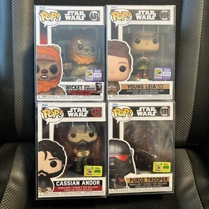 Funko Pop Star Wars Wicket Andor Purge Trooper Young Leia SDCC Official - Foto 1 di 9
