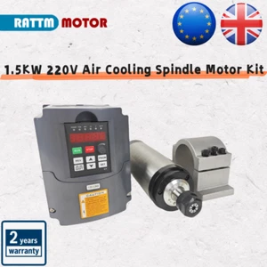 「EU」Router CNC 1.5KW 220V ER16 CNC Motor de husillo refrigerado por aire 24000RPM+HY VFD+80mm - Imagen 1 de 11